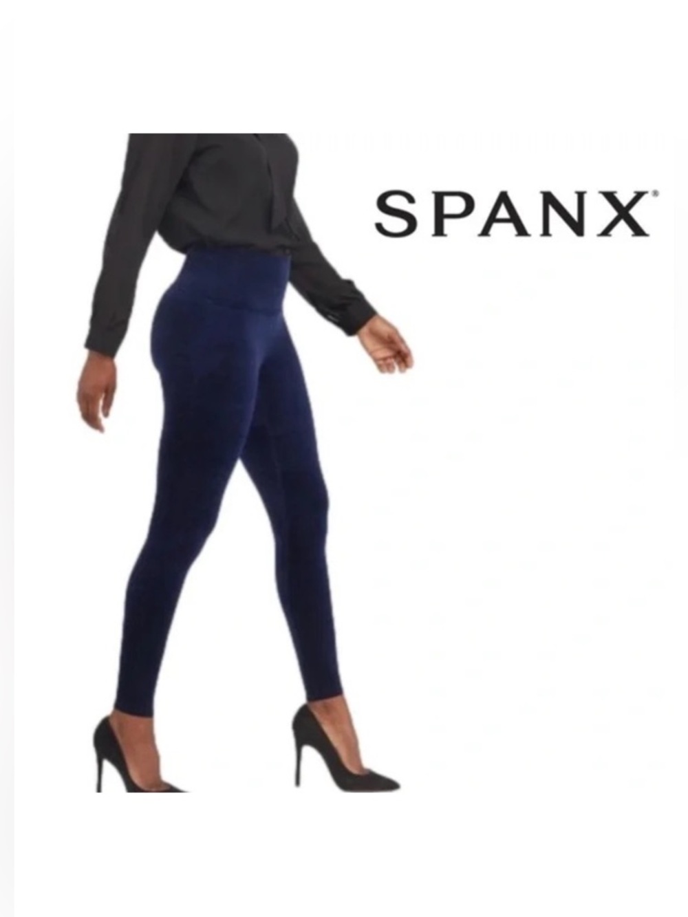 Small Spanx Velour Navy Leggings NWOT